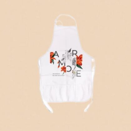 סינר לבן למבוגר 48*73 ס"מ עם 3 כיסים - סובלימציה