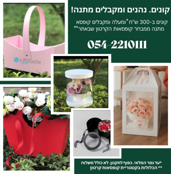 מבצע קופסת קרטון בכל קנייה מעל 300 ש"ח!